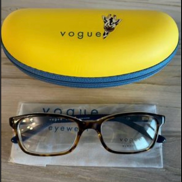 New KIDS LENSCRAFTERS vogue eyeglass frames Havana + blue sides retail: $140 - Picture 1 of 3